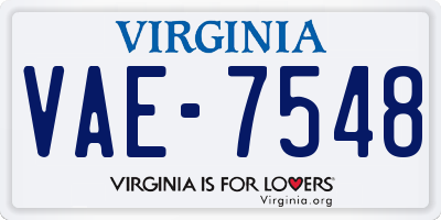 VA license plate VAE7548