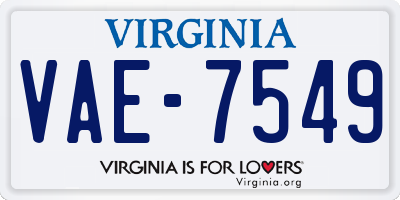 VA license plate VAE7549
