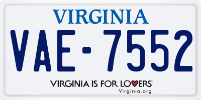 VA license plate VAE7552
