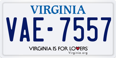 VA license plate VAE7557