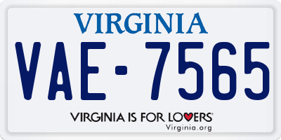 VA license plate VAE7565