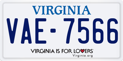VA license plate VAE7566