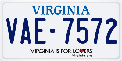 VA license plate VAE7572