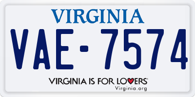 VA license plate VAE7574