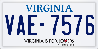 VA license plate VAE7576