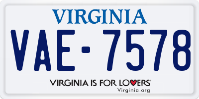 VA license plate VAE7578