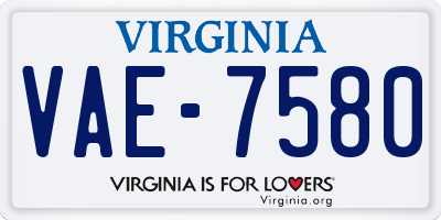 VA license plate VAE7580