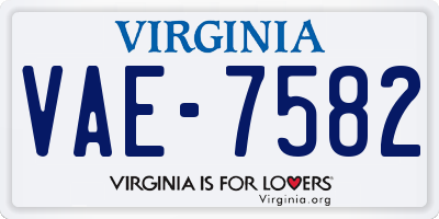VA license plate VAE7582
