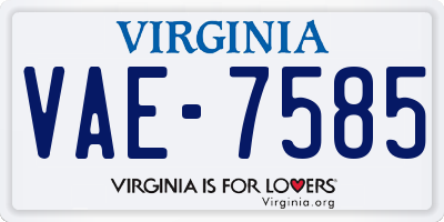 VA license plate VAE7585