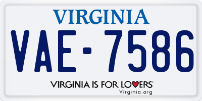 VA license plate VAE7586