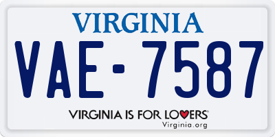VA license plate VAE7587