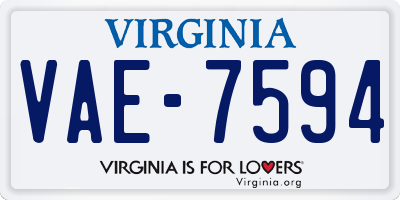VA license plate VAE7594