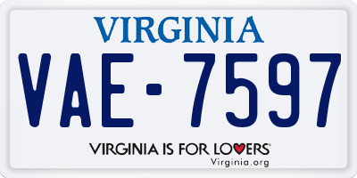 VA license plate VAE7597