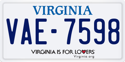 VA license plate VAE7598