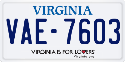 VA license plate VAE7603