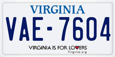 VA license plate VAE7604