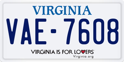VA license plate VAE7608