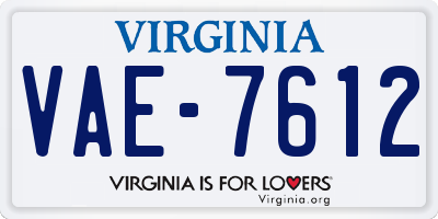 VA license plate VAE7612