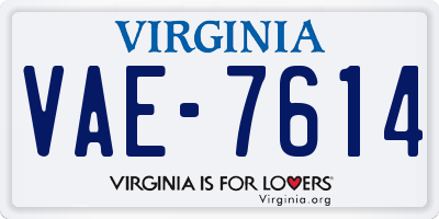 VA license plate VAE7614