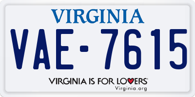 VA license plate VAE7615