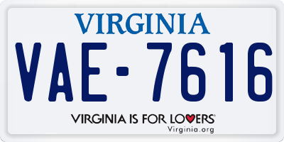 VA license plate VAE7616