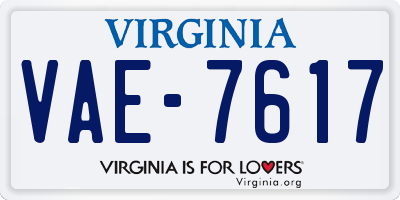 VA license plate VAE7617