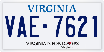 VA license plate VAE7621