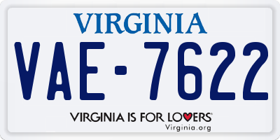 VA license plate VAE7622