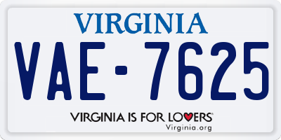 VA license plate VAE7625