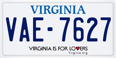 VA license plate VAE7627