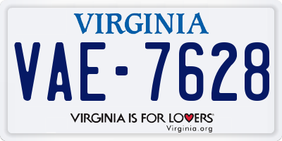 VA license plate VAE7628