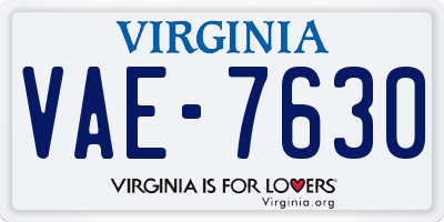 VA license plate VAE7630