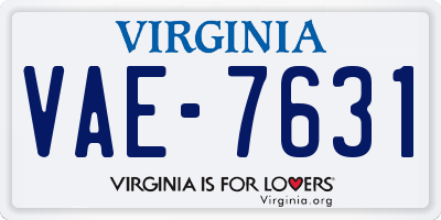 VA license plate VAE7631