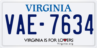 VA license plate VAE7634