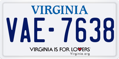 VA license plate VAE7638