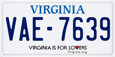 VA license plate VAE7639