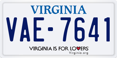 VA license plate VAE7641