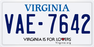VA license plate VAE7642