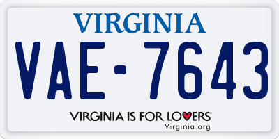 VA license plate VAE7643