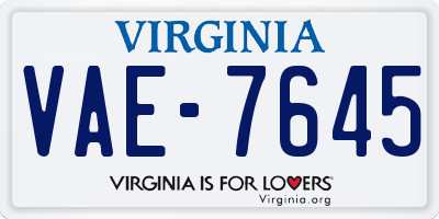 VA license plate VAE7645