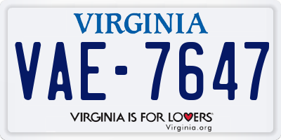 VA license plate VAE7647