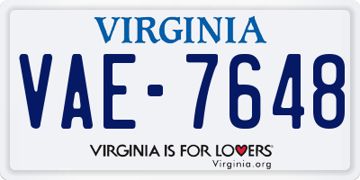 VA license plate VAE7648