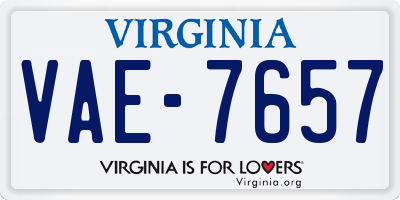 VA license plate VAE7657