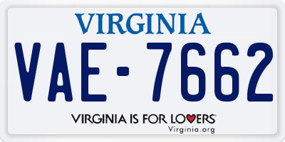 VA license plate VAE7662