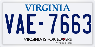 VA license plate VAE7663