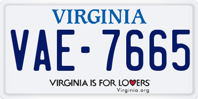 VA license plate VAE7665