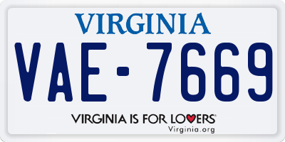 VA license plate VAE7669