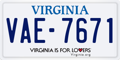 VA license plate VAE7671