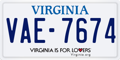 VA license plate VAE7674