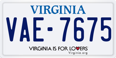 VA license plate VAE7675